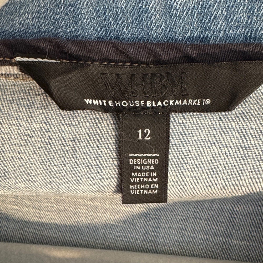 NWOT White House Black Market Blue and Tan Jean and Tweed Jacket - Picture 6 of 10